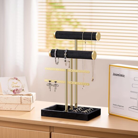 Jewelry Organizer Women Black 3 Tier Velvet Bracelet Watch Display Stand - Picture 7 of 7